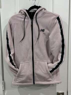 New Balance Women's Sherpa-Lined Fleece Full-Zip Hoodie Jacket Pink